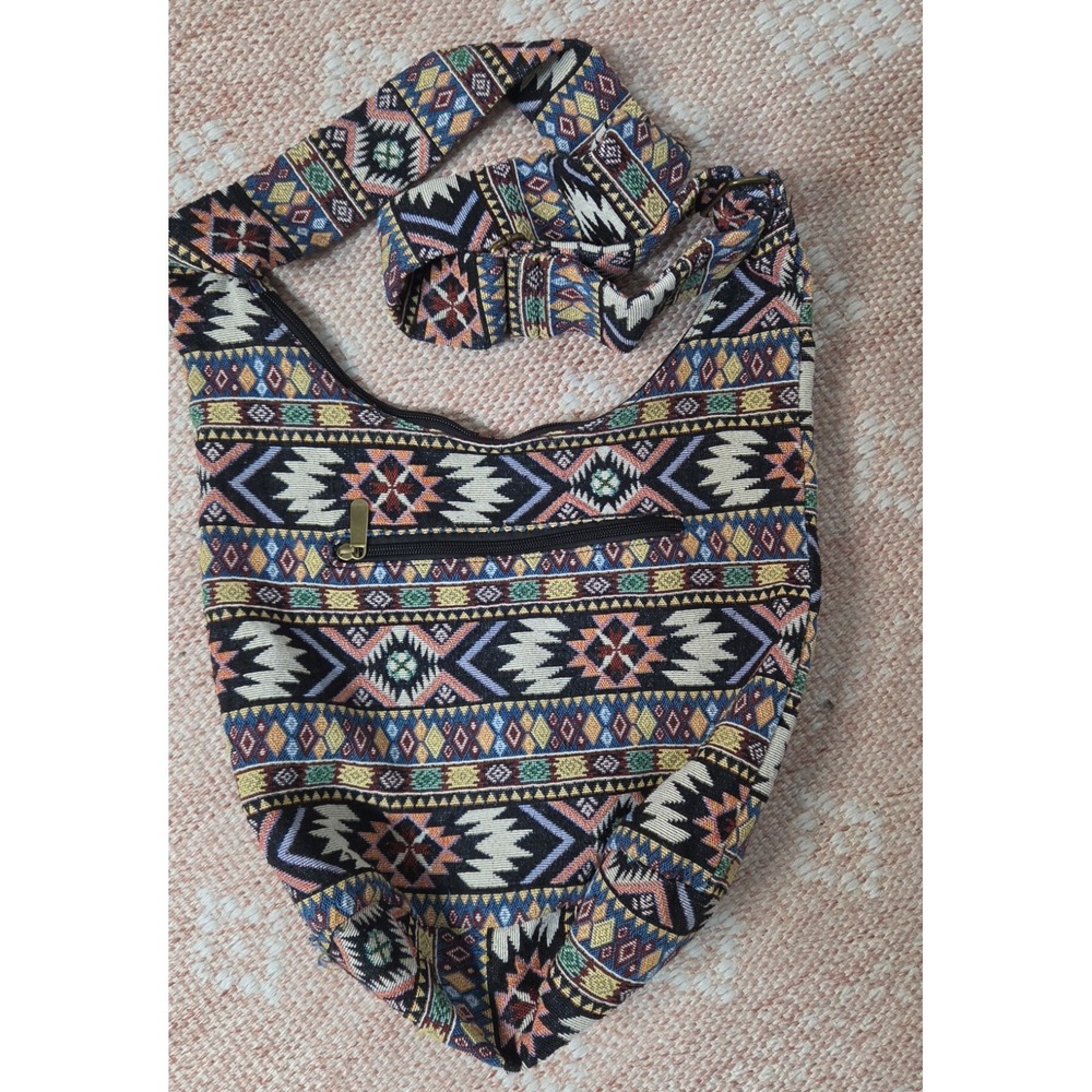 Coton Pose Woven Tapestry Hippie Gypsy Boho Geometric Hobo Shoulder Slouch bag - Picture 5 of 5